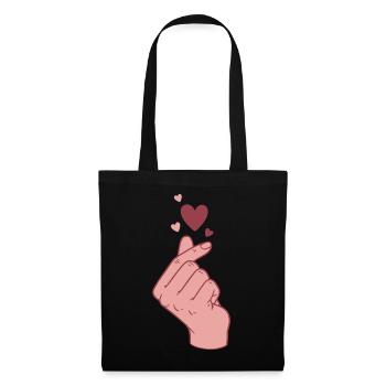 Kpop Finger Heart Korean Pop Cute Love Korean - Tote Bag - black - Front