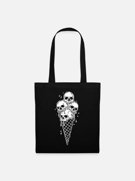Skelett-Eiscreme Kunst - Stoffbeutel - Schwarz