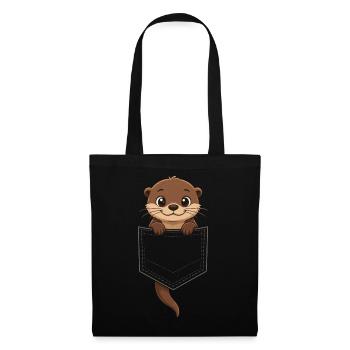 Cute otter peeking out of his pocket, - Tote Bag - black - Front