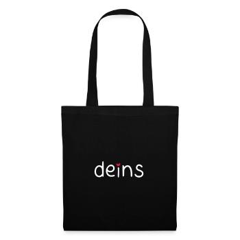 deins – mit farbigem Herz - Stoffbeutel - Schwarz - Vorne