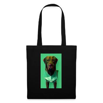 Polygonaler Hund - Grün - Stoffbeutel - Schwarz - Vorne