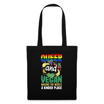 Queer and vegan - making the world a kinder place - Tote Bag - black - Front