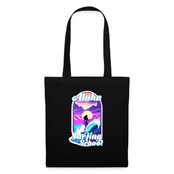 Aloha Surfschule - Retro Vintage - Stoffbeutel - Schwarz - Vorne