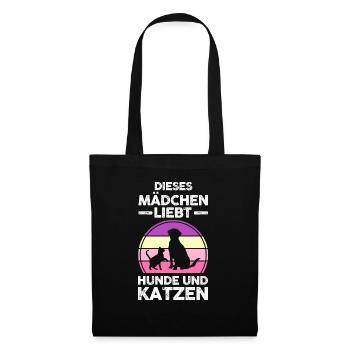 Katzen Katzenliebhaber Hundeliebhaber Hunde - Stoffbeutel - Schwarz - Vorne