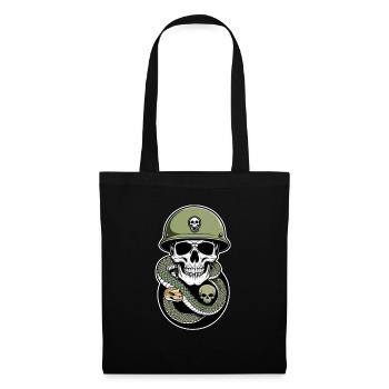 serpent squelette et tatouage - Sac en tissu - noir - Devant