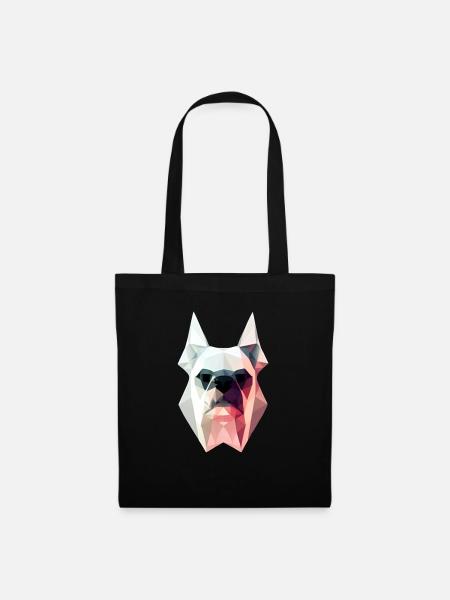 Polygon Design Bulldogge Tierkopf farbig - Stoffbeutel - Schwarz