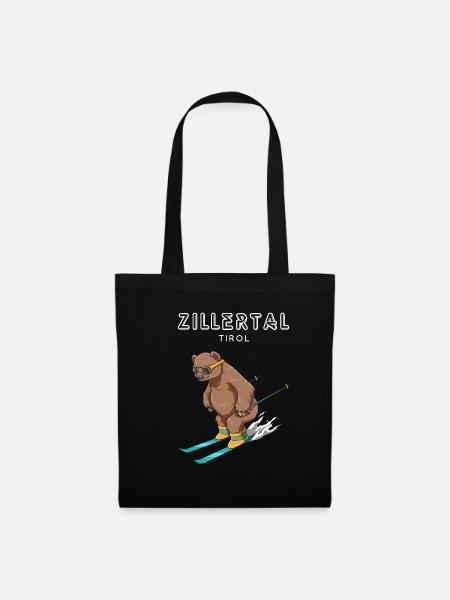 Zillertal Tirol Österreich Retro Ski Grizzly - Stoffbeutel - Schwarz
