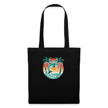 Un dauphin à la plage (RETRO) - Sac en tissu - noir - Devant