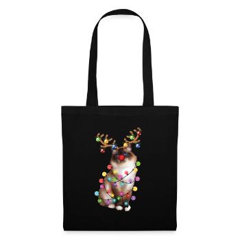 Christmas Birman Cat - Funny Reindeer Xmas Kitty - Tote Bag - black - Front