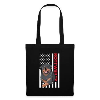 Rottweiler Us Flag - Stoffbeutel - Schwarz - Vorne