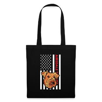 Airedale Terrier Us drapeau - Sac en tissu - noir - Devant