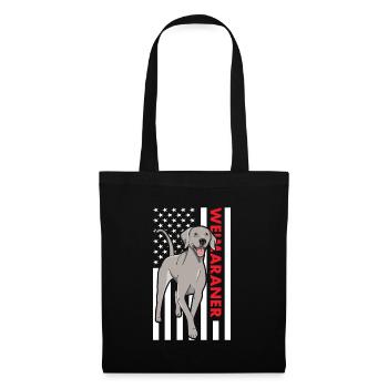 Braque de Weimar Us Flag - Sac en tissu - noir - Devant