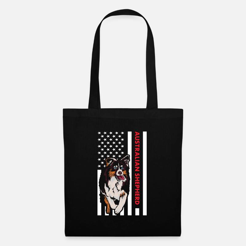 Dog Aussie Us Flag - Stoffbeutel - Schwarz