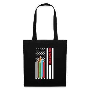 Drawer Us Flag Drawing - Stoffbeutel - Schwarz - Vorne
