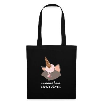 I Wanna Be A Unicorn - Cat With Ice Cream Cone - Tote Bag - black - Front
