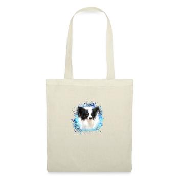 papillon,chien,spitz,zwergspitz,pompon - Sac en tissu - nature - Devant