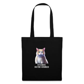 Katzen Sprüche Katzenmotiv Katzenliebhaber - Stoffbeutel - Schwarz - Vorne