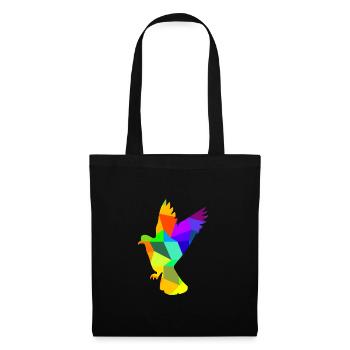 Taube Vogel Regenbogen Tiere Polygon - Stoffbeutel - Schwarz - Vorne