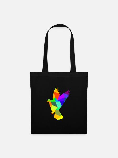 Taube Vogel Regenbogen Tiere Polygon - Stoffbeutel - Schwarz