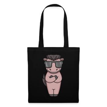 Pferd mit Sonnenbrille - Stoffbeutel - Schwarz - Vorne