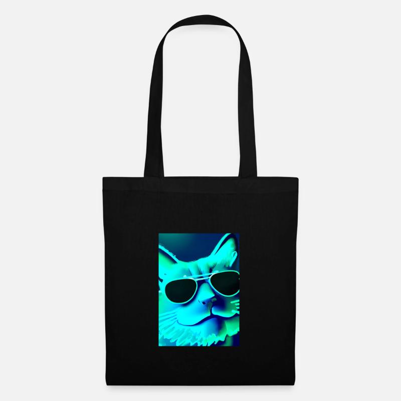 Katze mit Sonnenbrille - Stoffbeutel - Schwarz