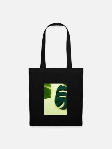Monstera-Blätter - Stoffbeutel - Schwarz
