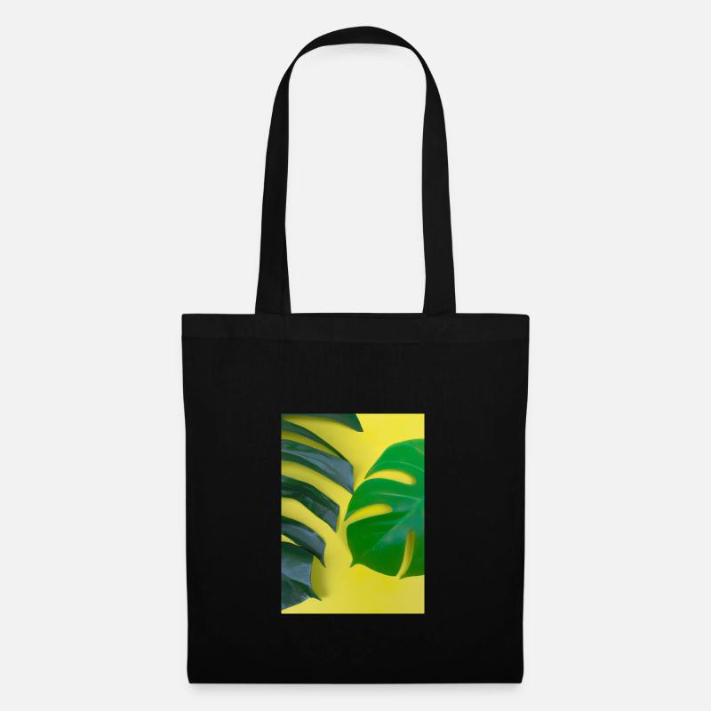 Monstera-Blätter - Stoffbeutel - Schwarz