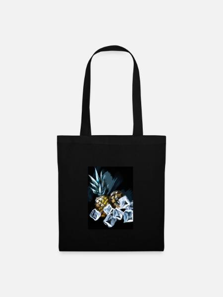 Ananas und Eiswürfel - Stoffbeutel - Schwarz
