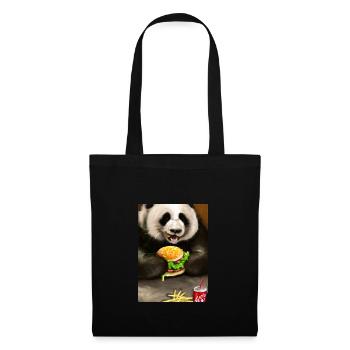 Panda isst Fast Food - Stoffbeutel - Schwarz - Vorne