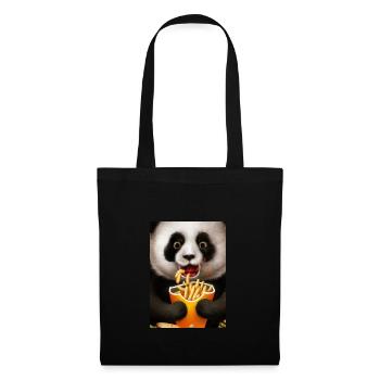 Panda isst Fast Food - Stoffbeutel - Schwarz - Vorne