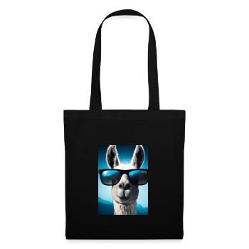 Lama mit Sonnenbrille - Stoffbeutel - Schwarz - Vorne