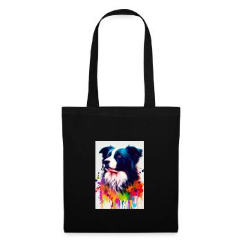 Bunter Border Collie - Stoffbeutel - Schwarz - Vorne