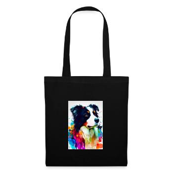 Bunter Border Collie - Stoffbeutel - Schwarz - Vorne