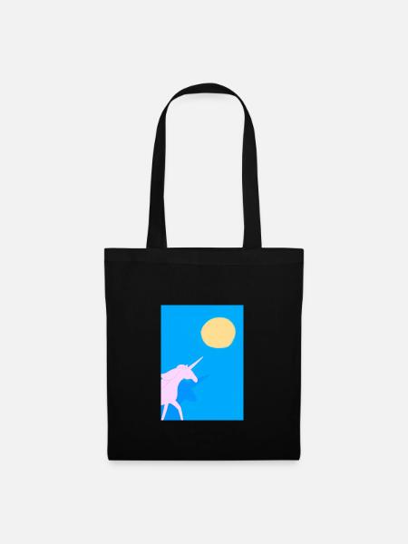 Minimales Einhorn - Stoffbeutel - Schwarz