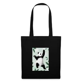 Panda zwischen Blättern - Stoffbeutel - Schwarz - Vorne