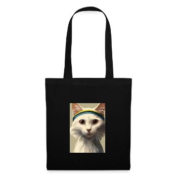 Tennis-Katze - Stoffbeutel - Schwarz - Vorne