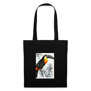 Tucan in Schwarz Weiß Dschungel - Stoffbeutel - Schwarz - Vorne
