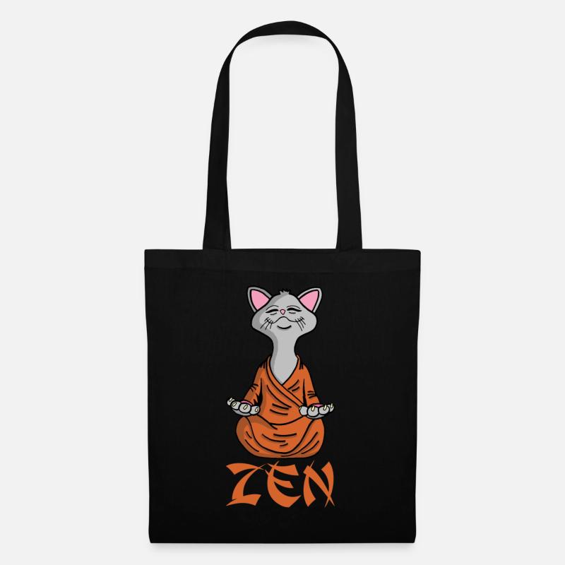 Zen-Katze - Stoffbeutel - Schwarz