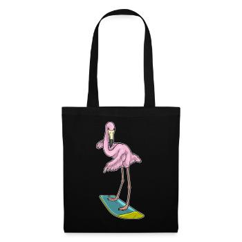 Été de surf sur planche de surf au flamant rose - Sac en tissu - noir - Devant
