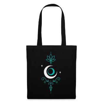 Mondpfeil mit Lotus und Kristall - Mond Spirit - Stoffbeutel - Schwarz - Vorne
