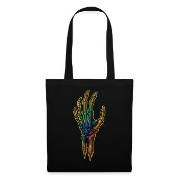 Regenbogen Knochenhand HALLOWEEN 🎃 - Stoffbeutel - Schwarz - Vorne