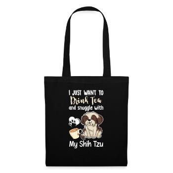 Drink Tea And Cuddle With Shih Tzu - Tote Bag - black - Front