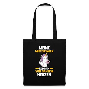 Einhorn Mittelfinger - Stoffbeutel - Schwarz - Vorne