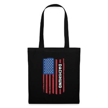 Dachshund Us Flag - Stoffbeutel - Schwarz - Vorne