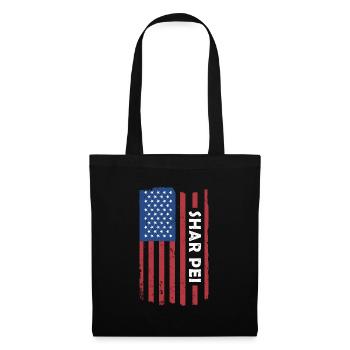 Shar Pei Us Flag - Stoffbeutel - Schwarz - Vorne