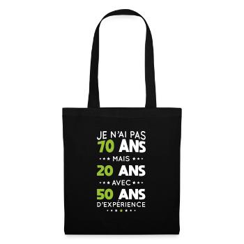 Anniversaire 70 ans - Pas 70 ans mais 20 ans - Sac en tissu - noir - Devant