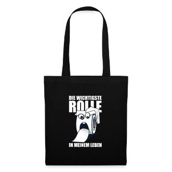 Rolle Klopapier Toilettenpapier Lustige Sprüche WC - Stoffbeutel - Schwarz - Vorne
