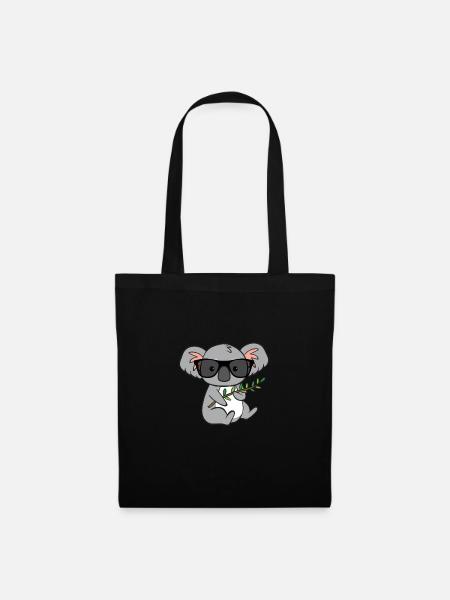 Koala mit Brille - Stoffbeutel - Schwarz