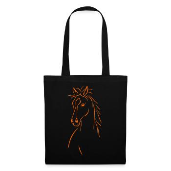 Elegante Pferdesilhouette - Stoffbeutel - Schwarz - Vorne
