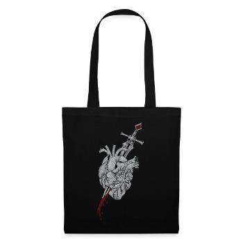 Cœur brisé - L’épée transperce le cœur - Sac en tissu - noir - Devant